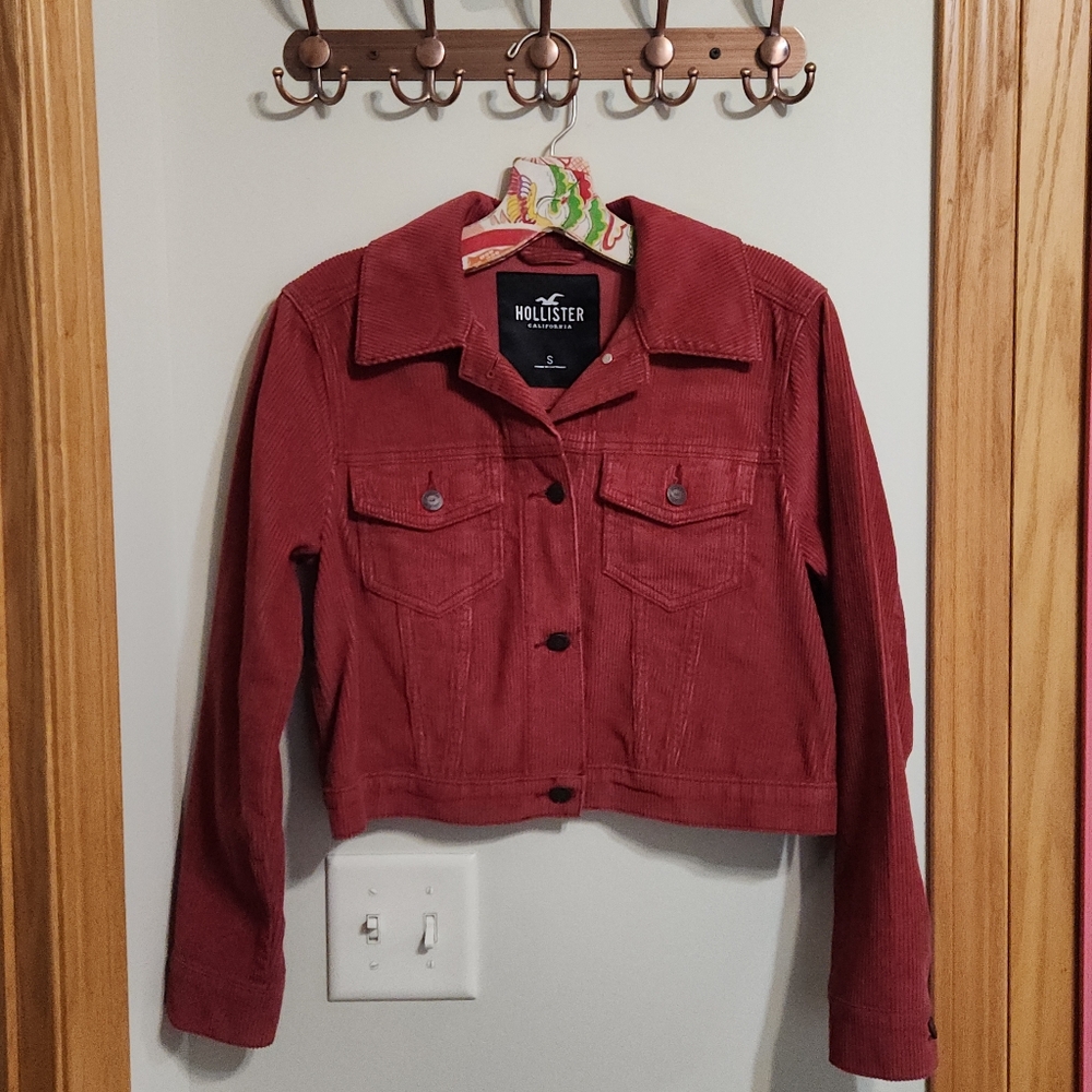 Hollister Corduroy Cropped Red Jacket sz Small